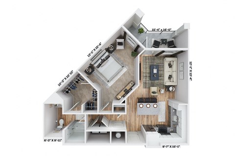 a floor plan of a house with a bedroom and a living room